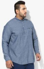 All Blue Printed Regular Fit Kurta men