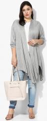 All Grey Melange Self Design Shrug women