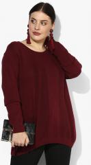 All Maroon Self Design Sweater women