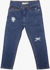 Allen Solly Junior Blue Regular Fit Mid Rise Mildly Distressed Jeans girls