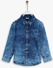 Allen Solly Junior Blue Slim Fit Denim Shirt boys