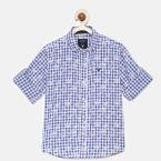 Allen Solly Junior Boys Blue & White Regular Fit Checked Casual Shirt