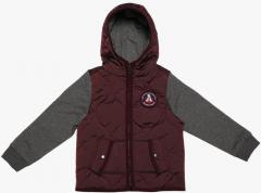 Allen Solly Junior Burgundy Solid Quilted Jacket boys