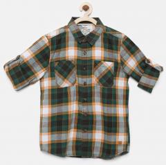 Allen Solly Junior Green Checked Regular Fit Casual Shirt boys