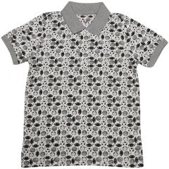 Allen Solly Junior Grey & Black Printed Polo Collar T Shirt boys