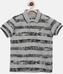 Allen Solly Junior Grey Striped Polo Collar T Shirt boys