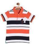 Allen Solly Junior Orange Striped Polo Collar T Shirt boys