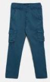 Allen Solly Junior Teal Solid Slim Fit Cargos Boys