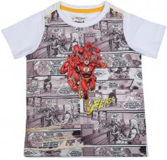 Allen Solly Junior White & Grey Printed Round Neck T Shirt boys