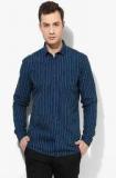 Allen Solly Navy Blue Striped Regular Fit Casual Shirt men