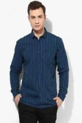 Allen Solly Navy Blue Striped Regular Fit Casual Shirt men