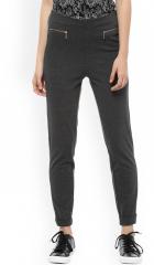 Allen Solly Woman Grey Regular Fit Solid Regular Trousers women