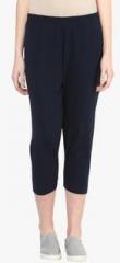 Alto Moda By Pantaloons Navy Blue Solid Capri women