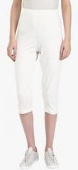 Alto Moda By Pantaloons Off White Solid Capri women