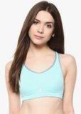 Amante Aqua Blue Solid Padded Sports Bra women