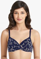 Amante Navy Blue Printed Lightly Padded T Shirt Bra women