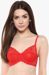 Amante Red Self Pattern Non Padded?? T Shirt Bra women