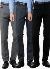 American-elm Pack Of 3 Multicoloured Slim Fit Formal Trousers men