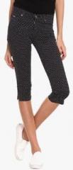 American Swan Black Printed Capri women