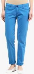 American Swan Blue Solid Chinos women