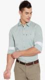 American Swan Green Solid Slim Fit Casual Shirt men