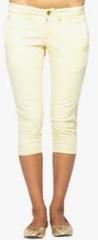 American Swan Off White Solid Capri women