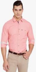 American Swan Pink Solid Slim Fit Casual Shirt men