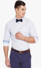 American Swan White Printed Slim Fit Casual Shirt men