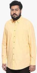 Amydus Mustard Yellow Printed Regular Fit Casual Shirt men