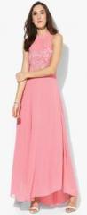 And Pink Coloured Embroidered Maxi Dress women