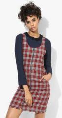 And Red Coloured Checked Skater Dress women