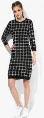 Annabelle By Pantaloons Black Checked Shift Dress women