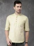 Anouk Beige & Navy Blue Striped Straight Kurta Men