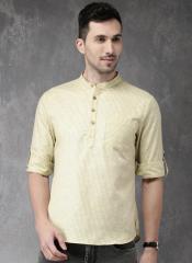 Anouk Beige & Navy Blue Striped Straight Kurta men