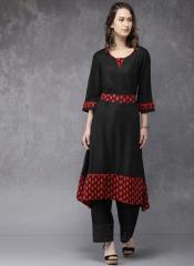 Anouk Black Solid A Line Kurta women