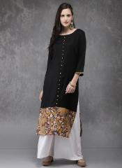 Anouk Black Solid Straight Kurta women