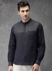 Anouk Black Striped Straight Kurta men