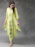 Anouk Lemon Solid Kurta Pants Set women