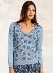 Anouk Light Blue Printed Cardigan women