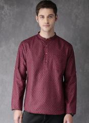 Anouk Maroon & Black Printed Straight Kurta men