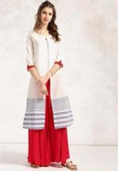 Anouk Off White Striped Shrug women