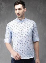 Anouk White & Blue Printed Straight Kurta men