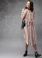 Anouk White Striped Shirt Dress women