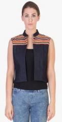 Ans Asthaandsidharth Navy Blue coloured Printed Jacket women