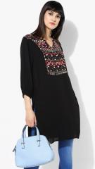 Antheaa Black Embroidered Tunic women