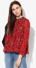 Antheaa Red Embroidered Blouse women