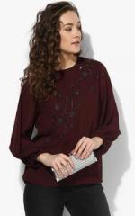 Antheaa Wine Embellished Blouse women