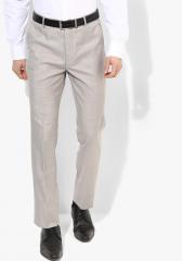 Arrow Beige Solid Tapered Fit Formal Trouser men