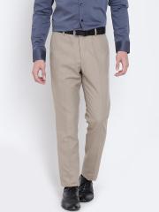 Arrow Beige Tapered Fit Solid Formal Trousers men