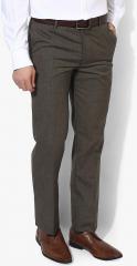 Arrow Brown Textured Slim Fit Formal Trouser men